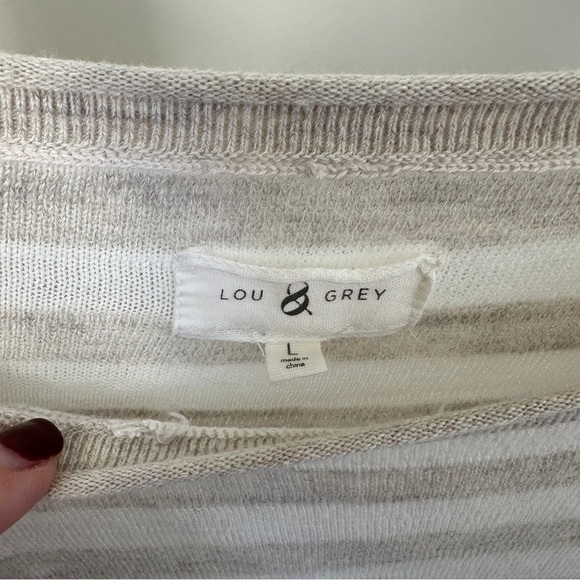 Lou & Grey Heatherstripe Tunic Long Sleeve Lightweight Sweater SZ Large - Picture 7 of 8